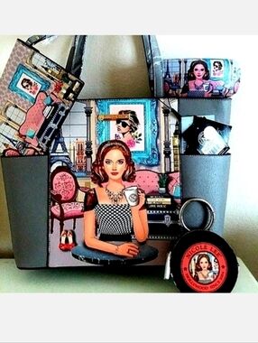 NWT Nicole Lee Vintage Lg Tote bag 4 piece set